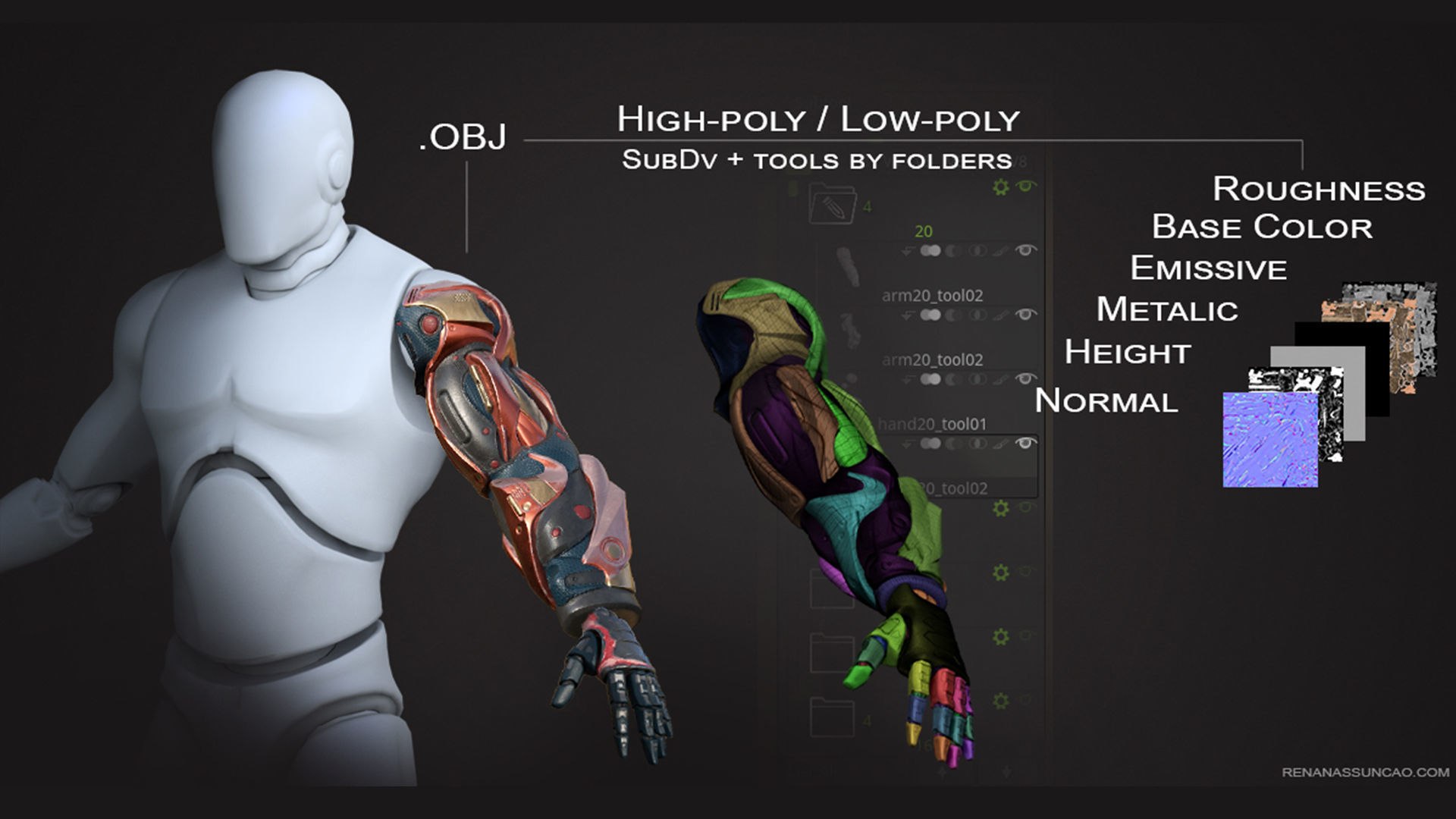 20 ARMS 3D Models Pack with Textures for ALL Softwares 3D model_3