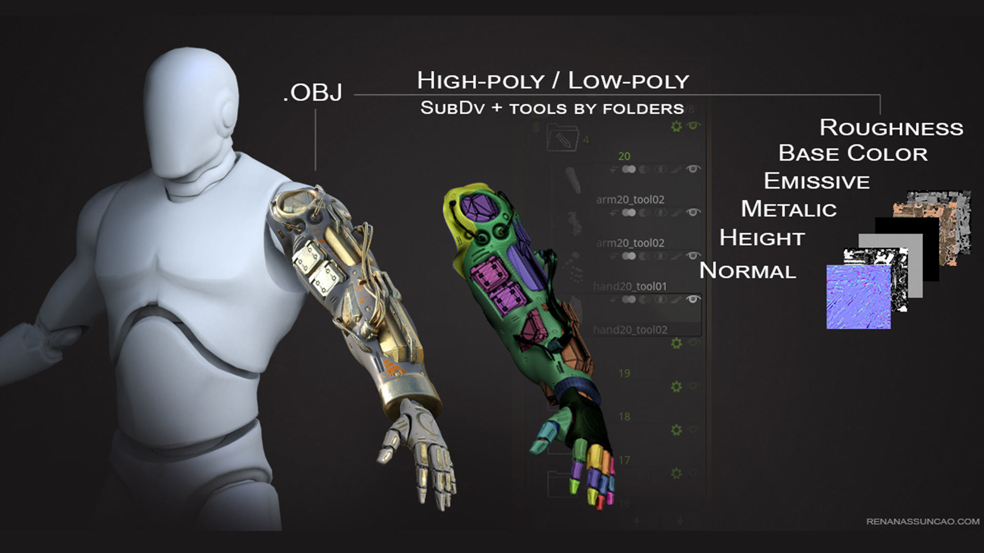 20 ARMS 3D Models Pack with Textures for ALL Softwares 3D model_15