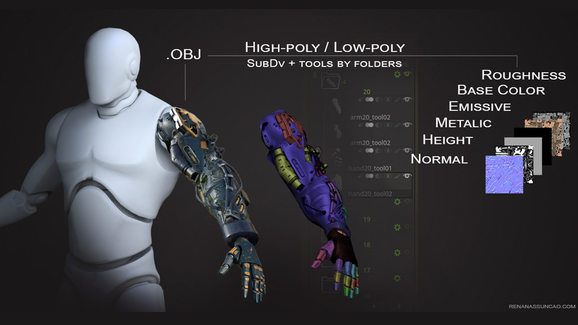 20 ARMS 3D Models Pack with Textures for ALL Softwares 3D model_13