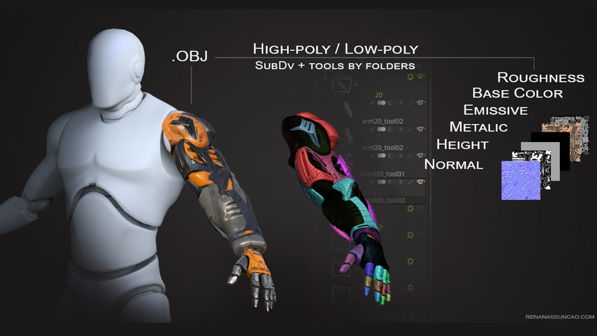 20 ARMS 3D Models Pack with Textures for ALL Softwares 3D model_17