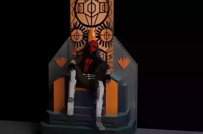 Maul on Mandalore Throne Rigged 3D model