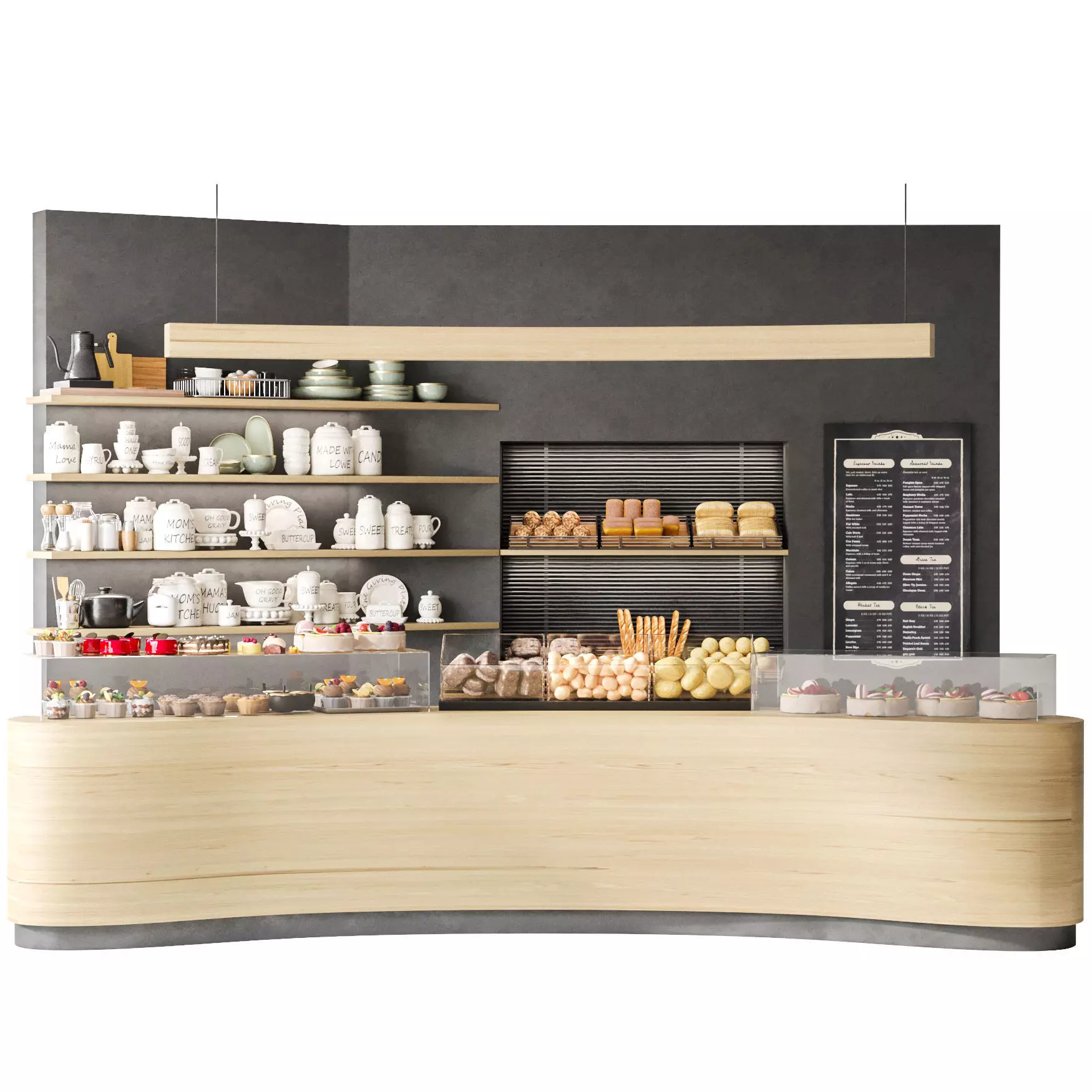 Coffee point with coffee machine and desserts 3D model_0