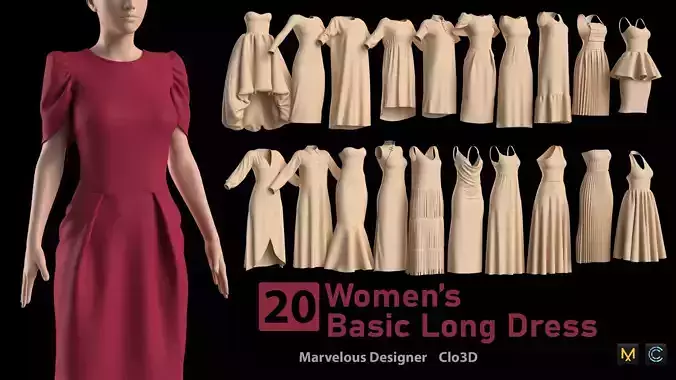 20 Womens Basic Long Dress