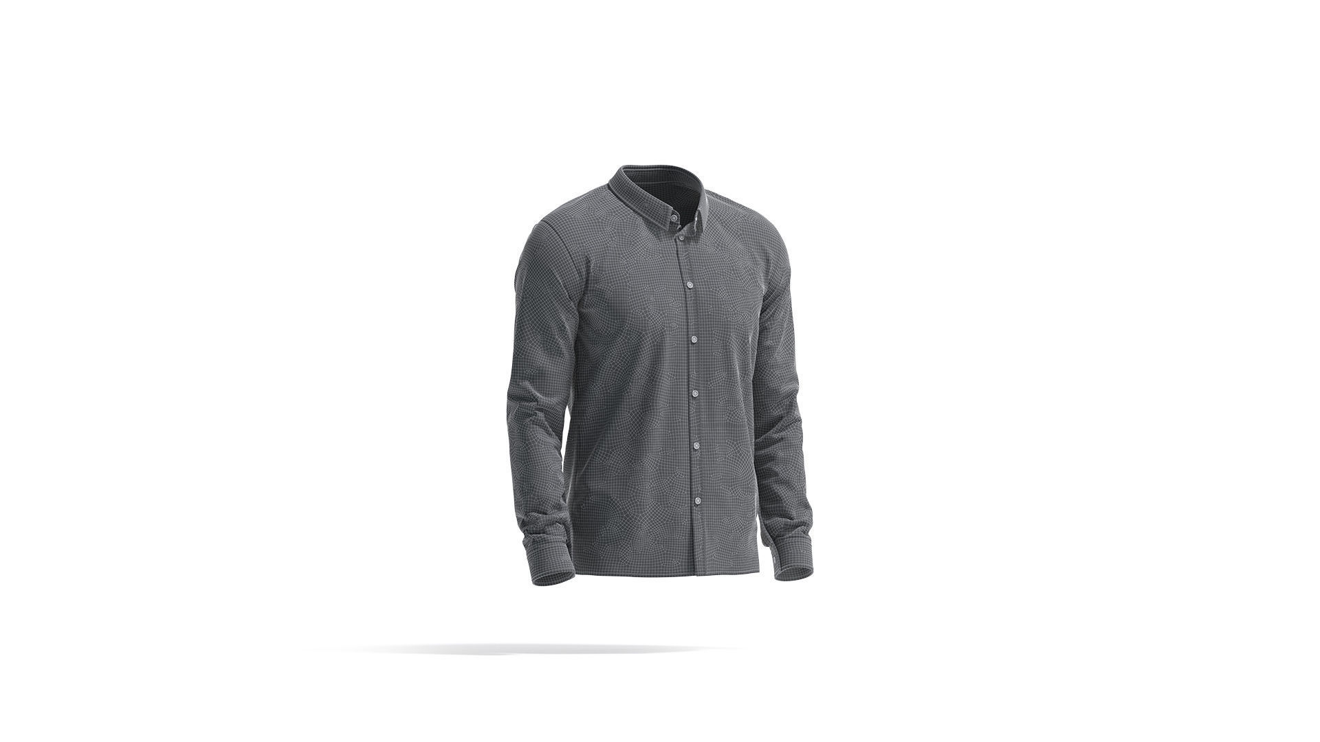 White Dress Shirt - men long sleeve classic shirt 3D model_6