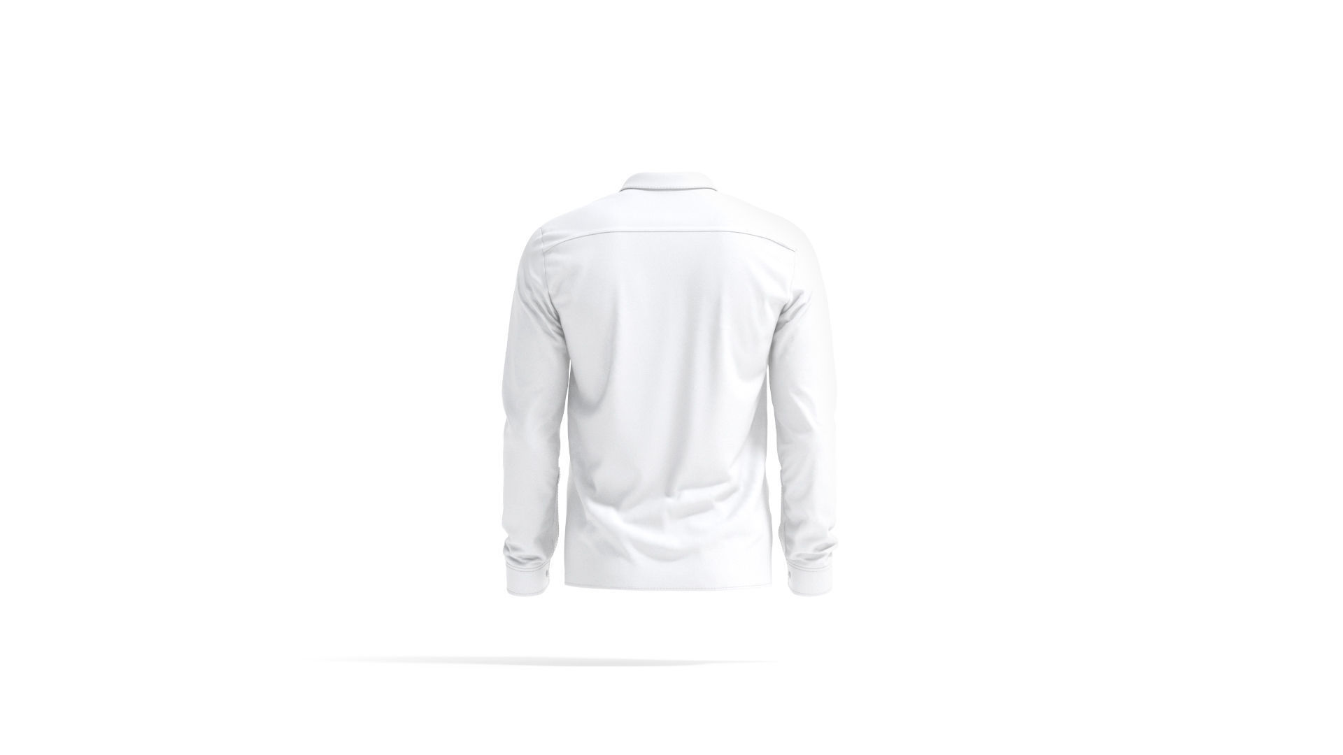 White Dress Shirt - men long sleeve classic shirt 3D model_1