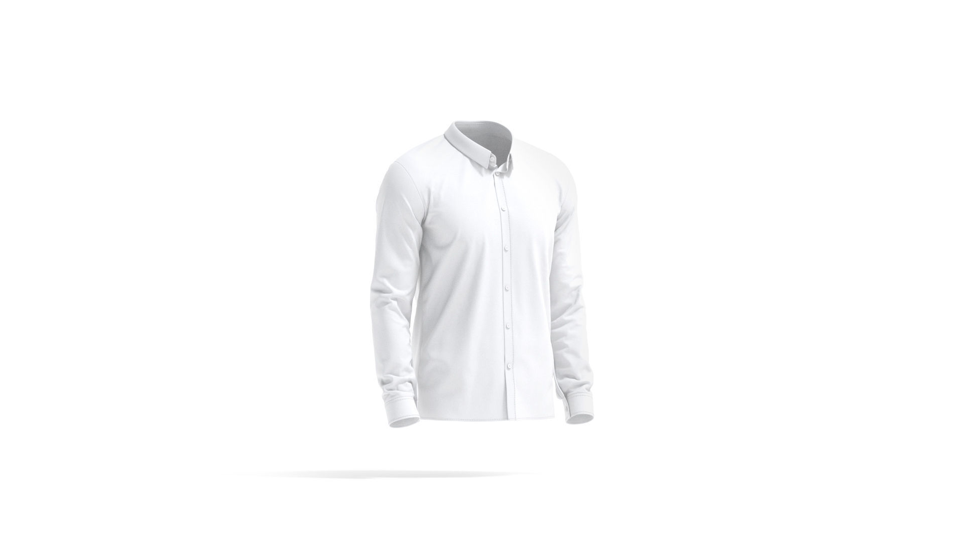 White Dress Shirt - men long sleeve classic shirt 3D model_3