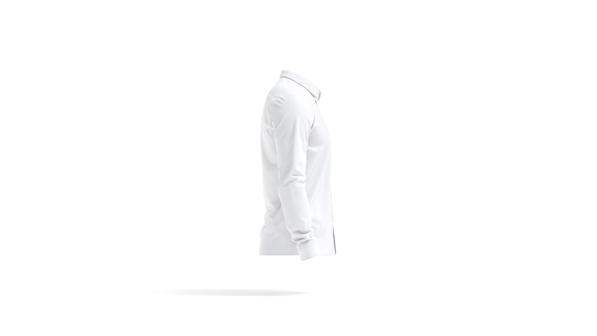 White Dress Shirt - men long sleeve classic shirt 3D model_4