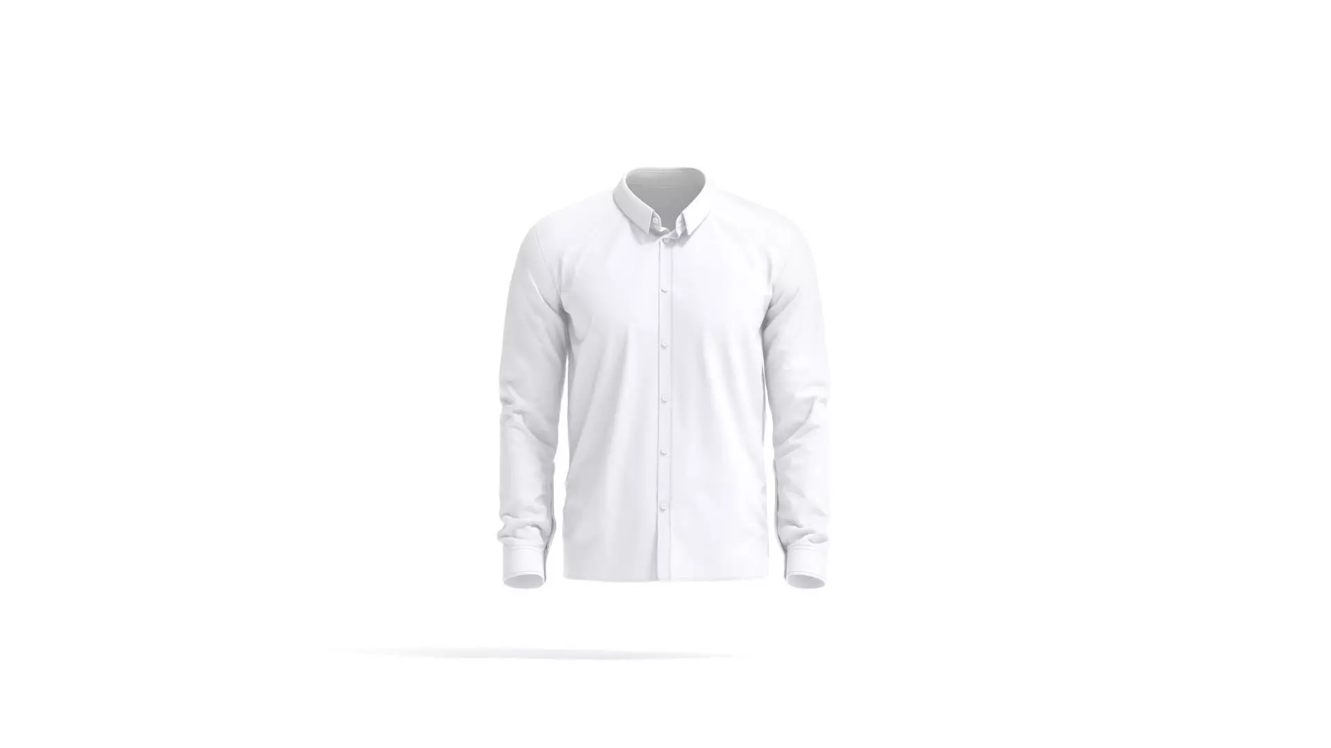 White Dress Shirt - men long sleeve classic shirt 3D model_0