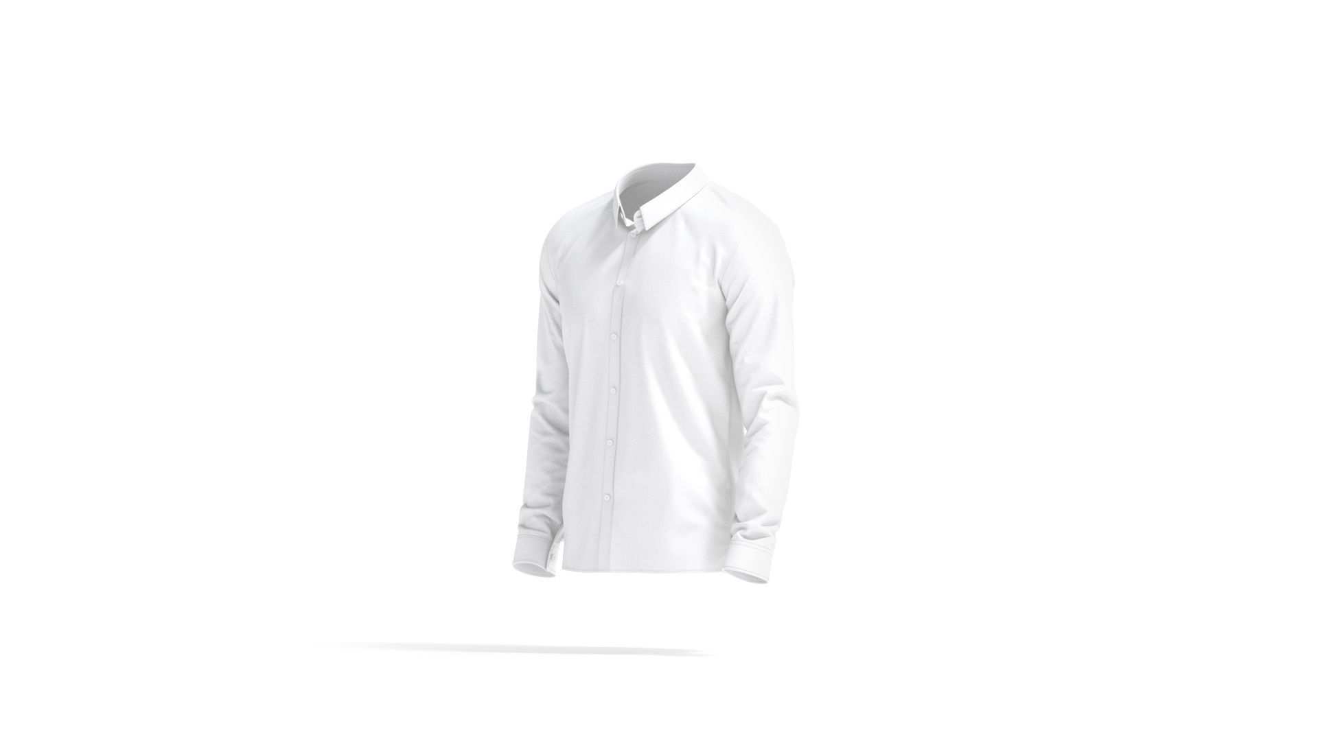 White Dress Shirt - men long sleeve classic shirt 3D model_2