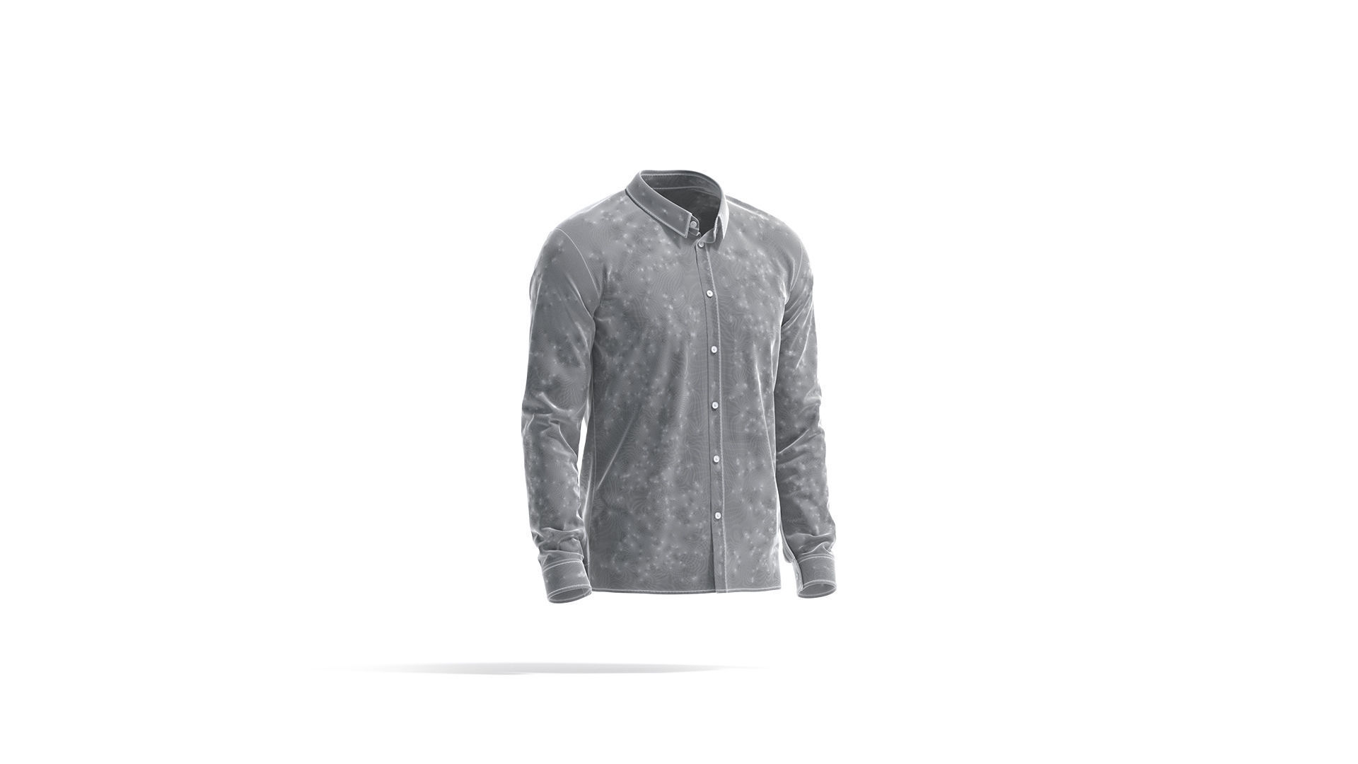 White Dress Shirt - men long sleeve classic shirt 3D model_8