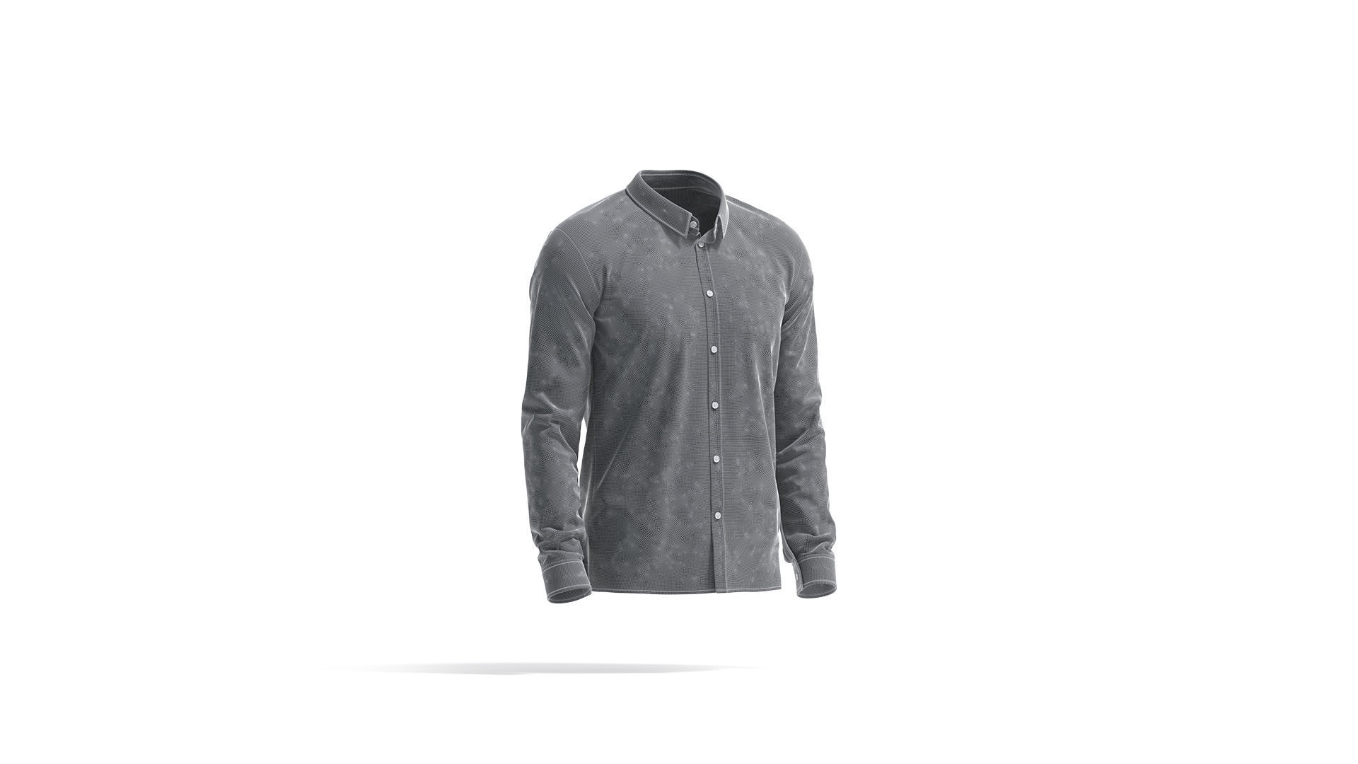 White Dress Shirt - men long sleeve classic shirt 3D model_7