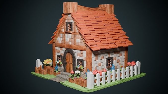 Medieval Cottage Low-poly 3D model
