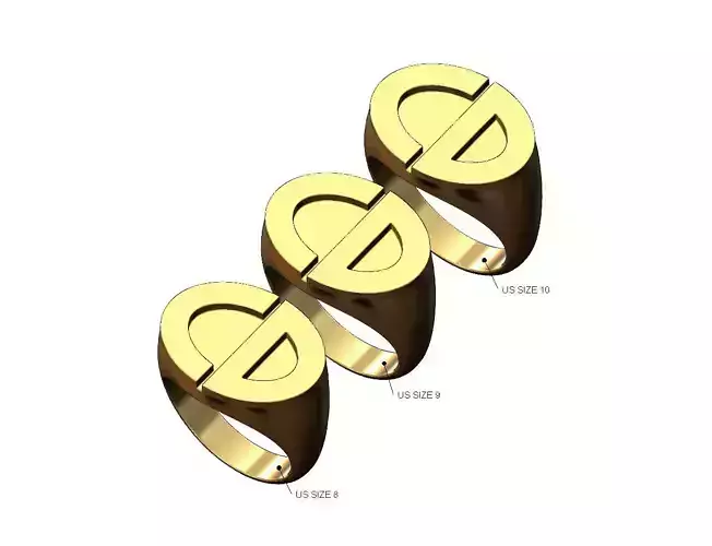CD fashion brand oval signet ring US sizes 8 9 10