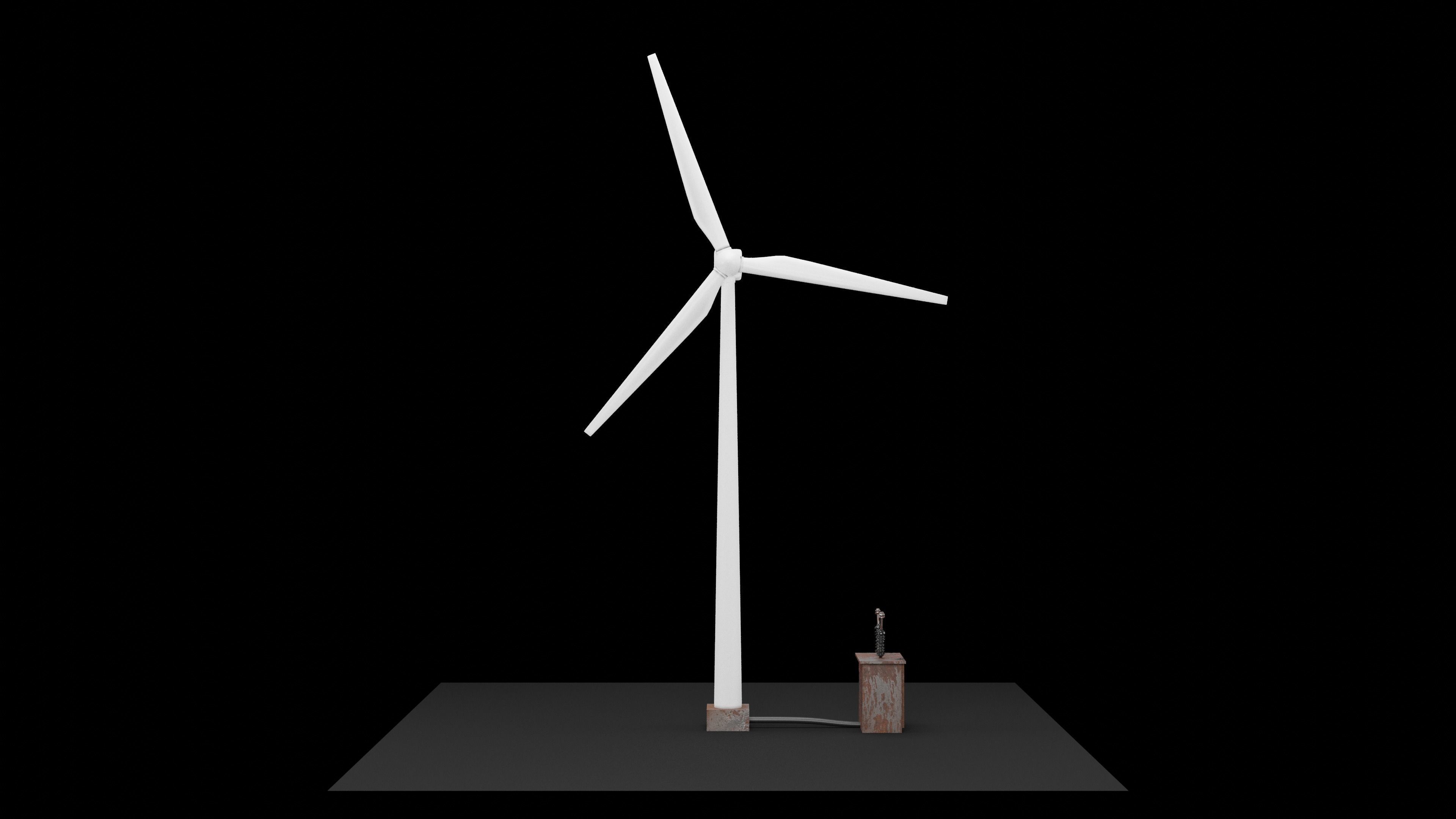 Wind Turbine Animated 3D Model Low-poly 3D model_2