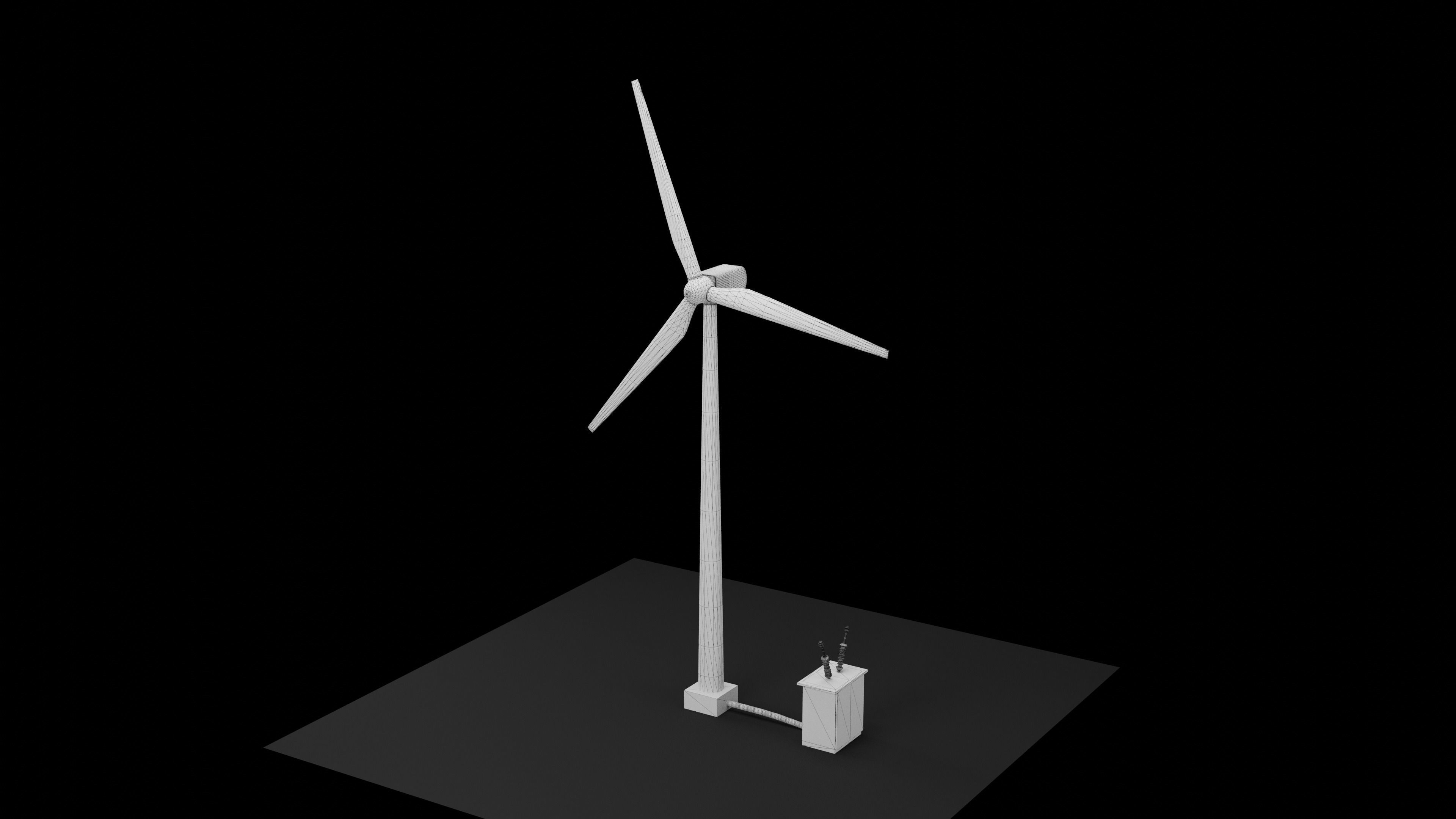 Wind Turbine Animated 3D Model Low-poly 3D model_10