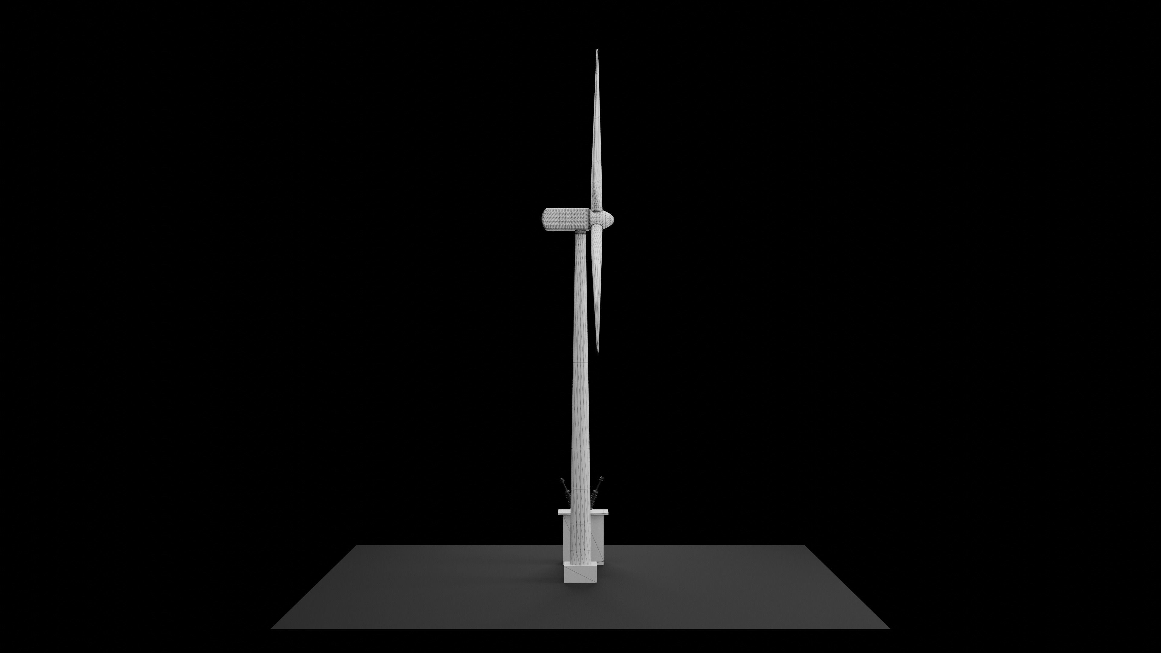 Wind Turbine Animated 3D Model Low-poly 3D model_7