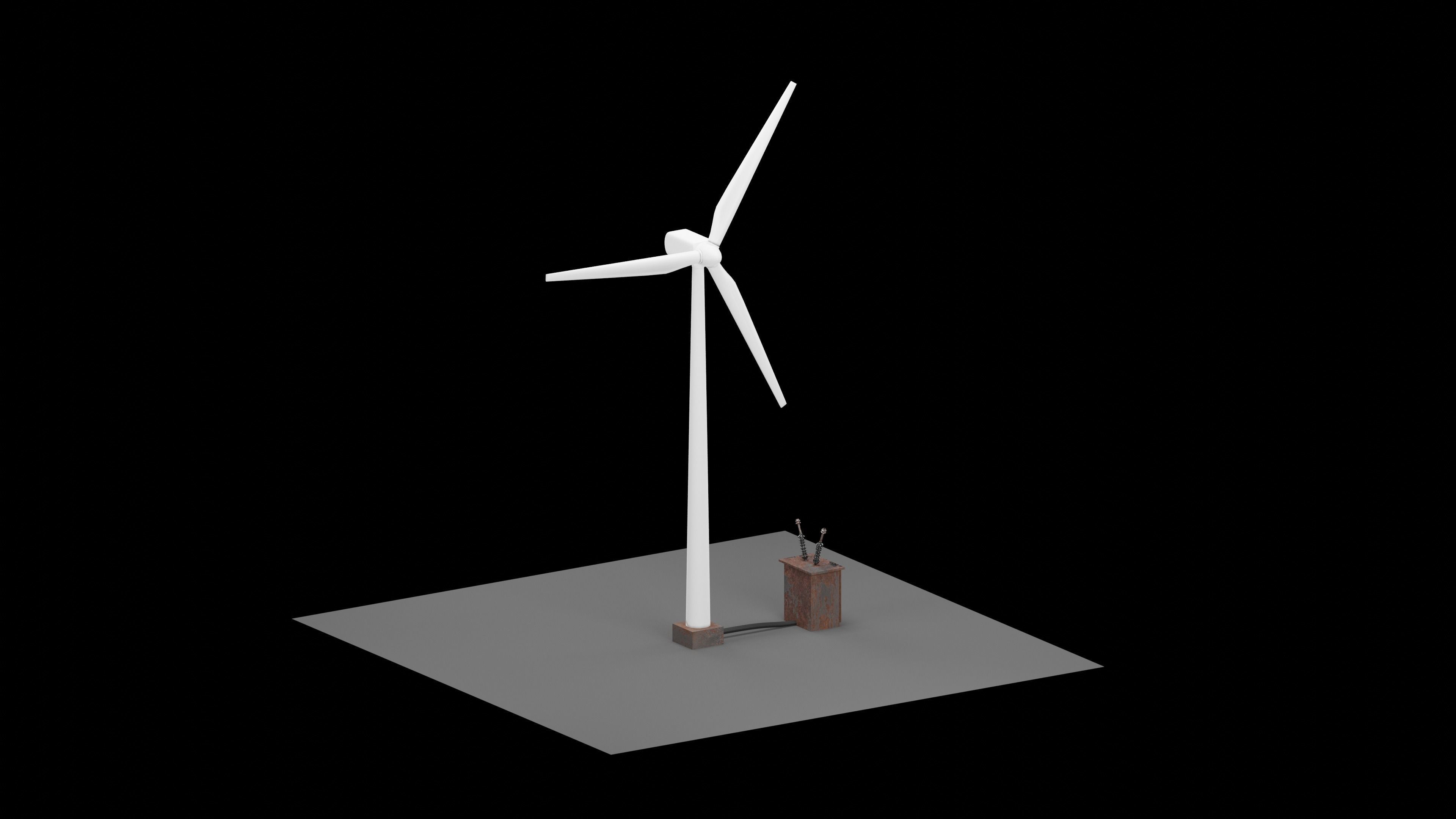 Wind Turbine Animated 3D Model Low-poly 3D model_1
