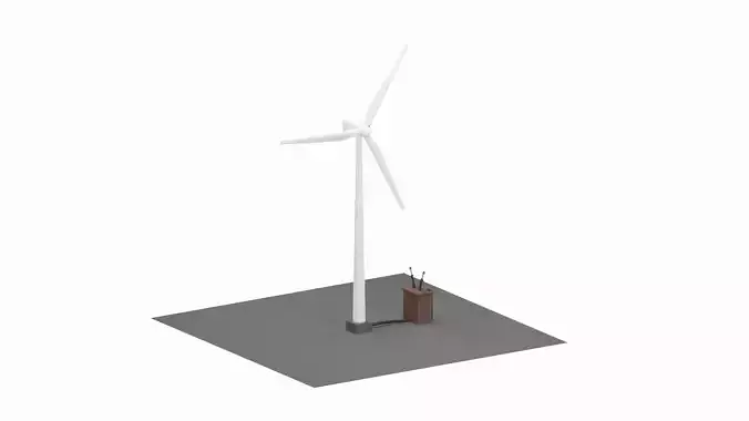 Wind Turbine Animated 3D Model