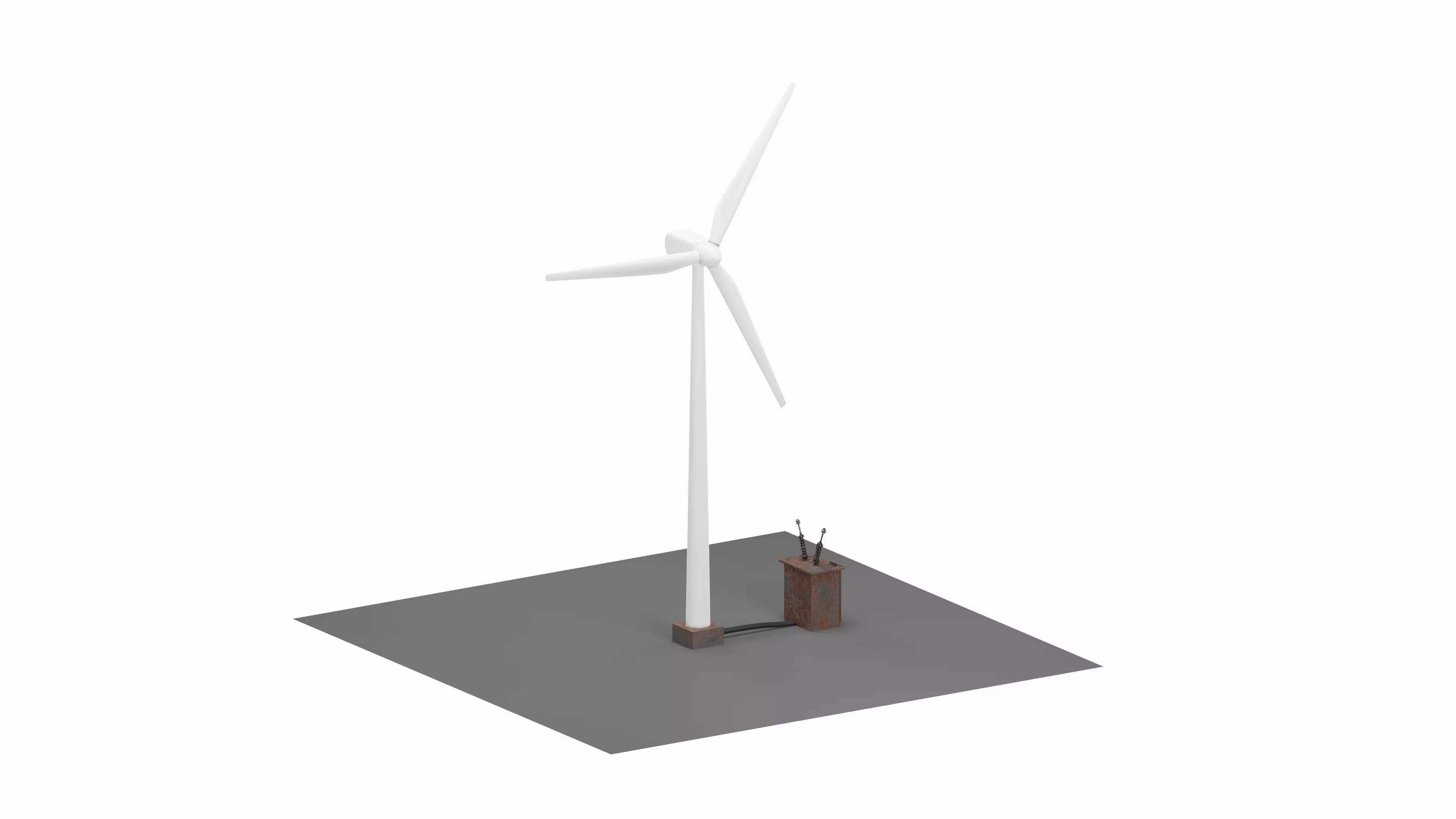 Wind Turbine Animated 3D Model Low-poly 3D model_0