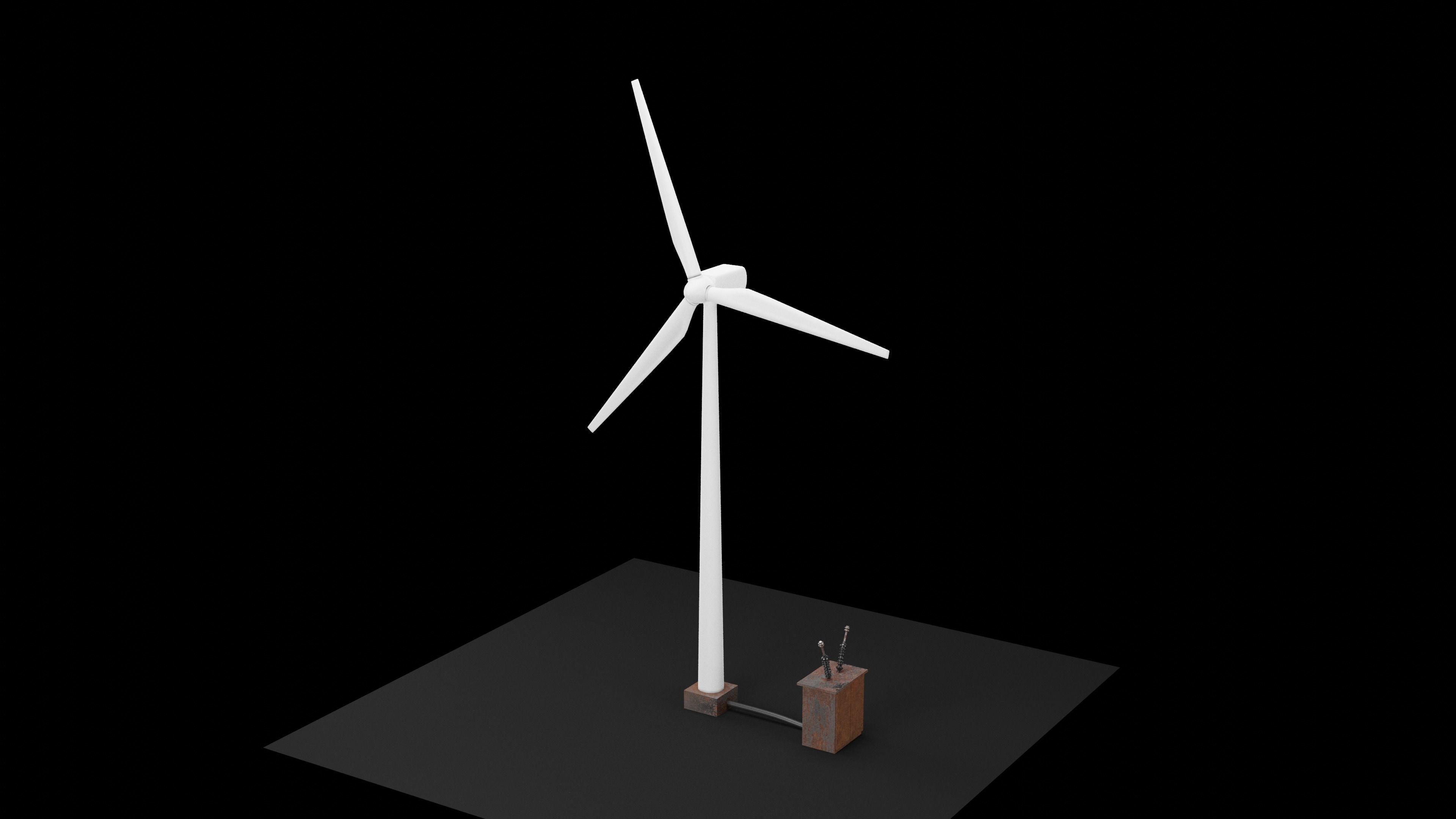 Wind Turbine Animated 3D Model Low-poly 3D model_8