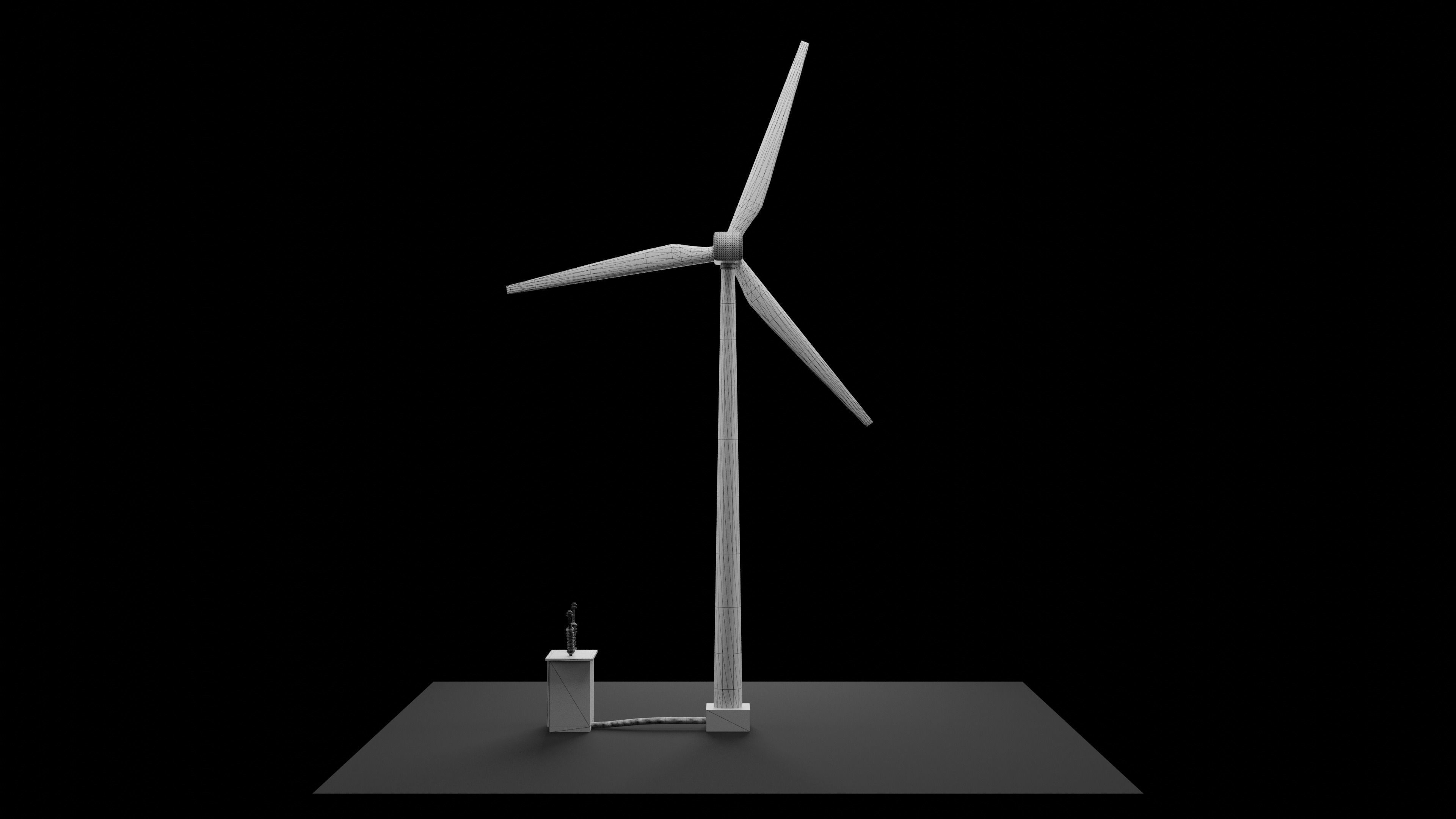 Wind Turbine Animated 3D Model Low-poly 3D model_11