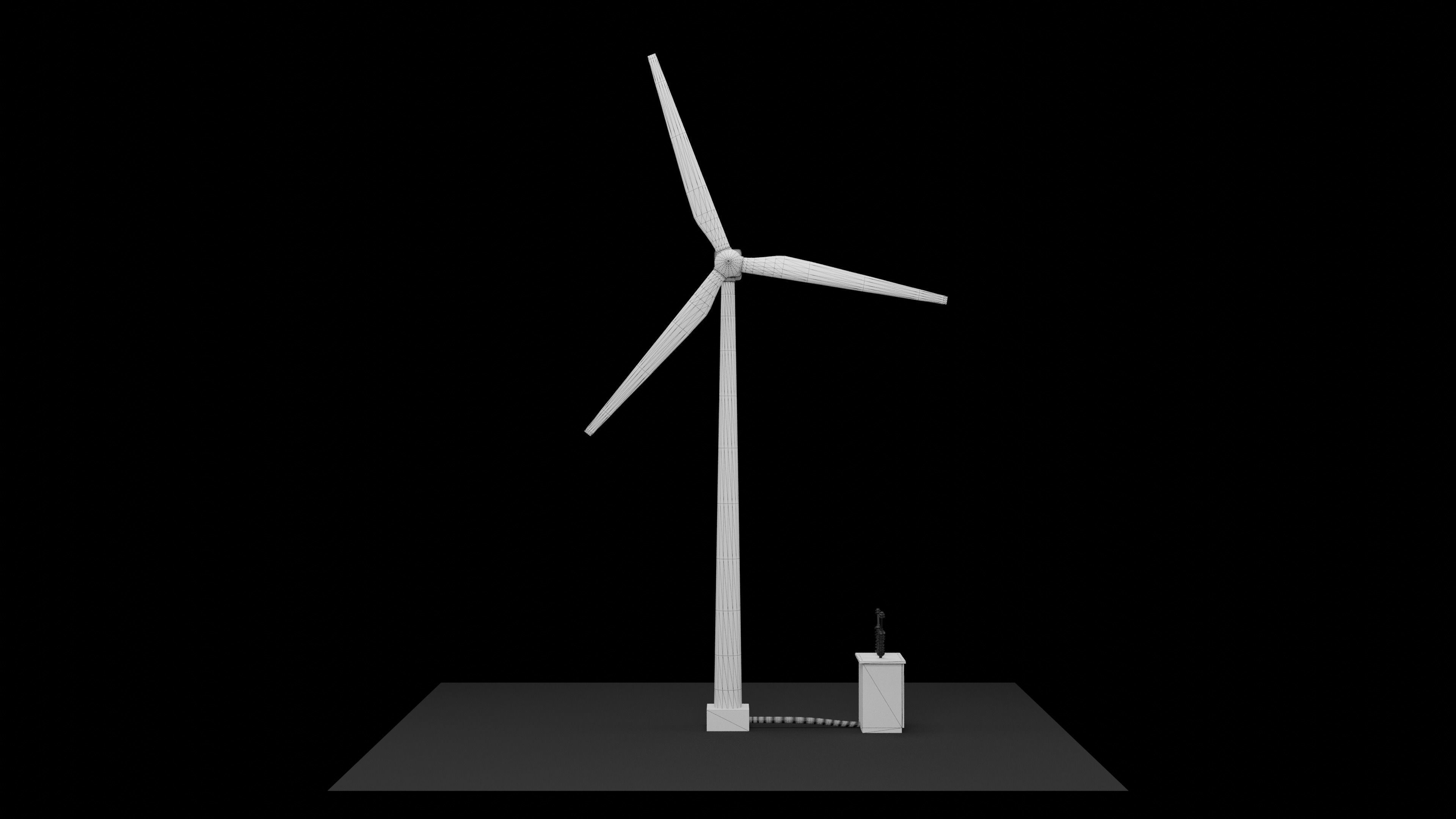 Wind Turbine Animated 3D Model Low-poly 3D model_6