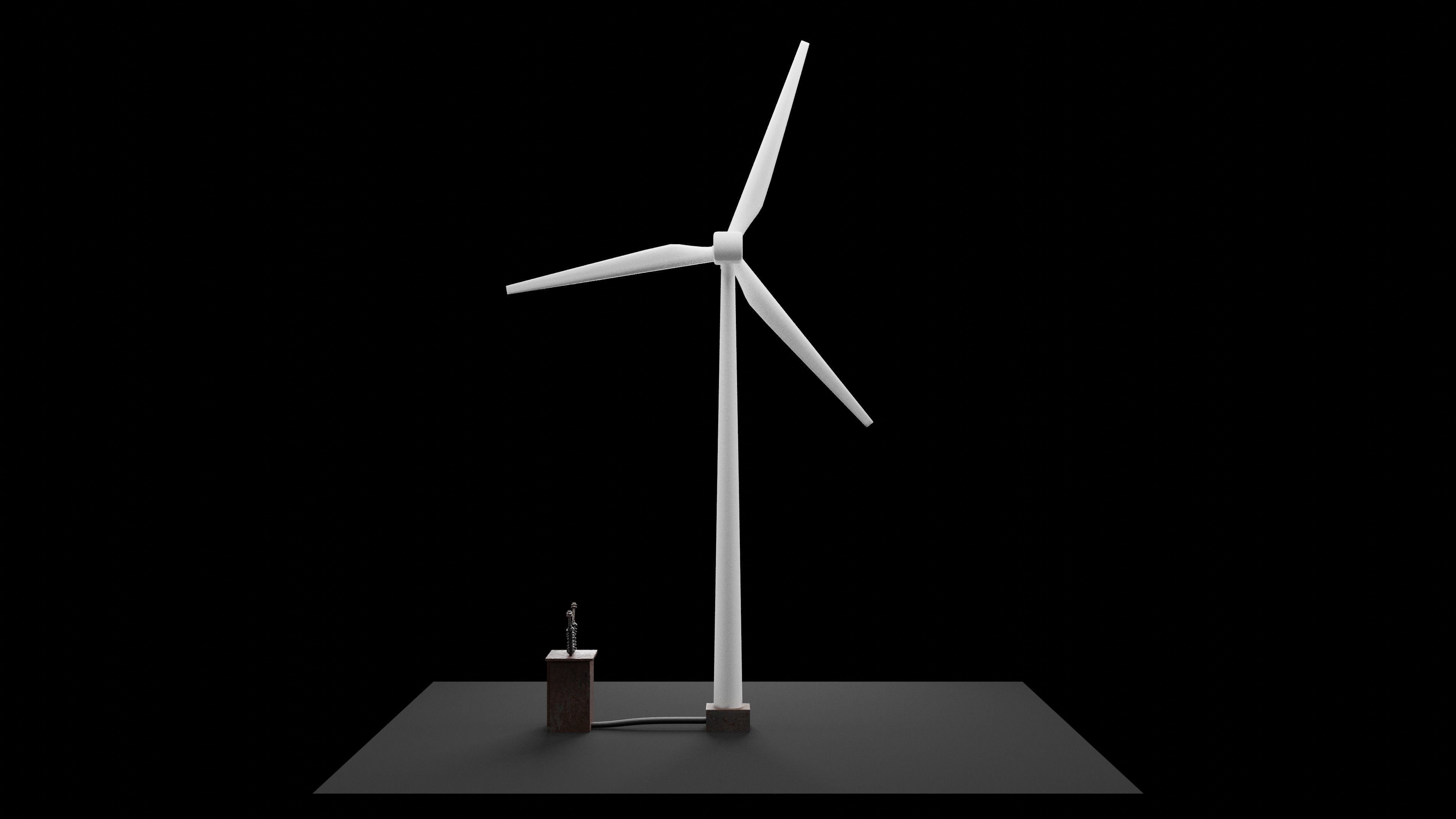 Wind Turbine Animated 3D Model Low-poly 3D model_3