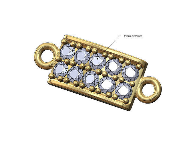 Double row diamond pendant bracelet tag charm 3D print model
