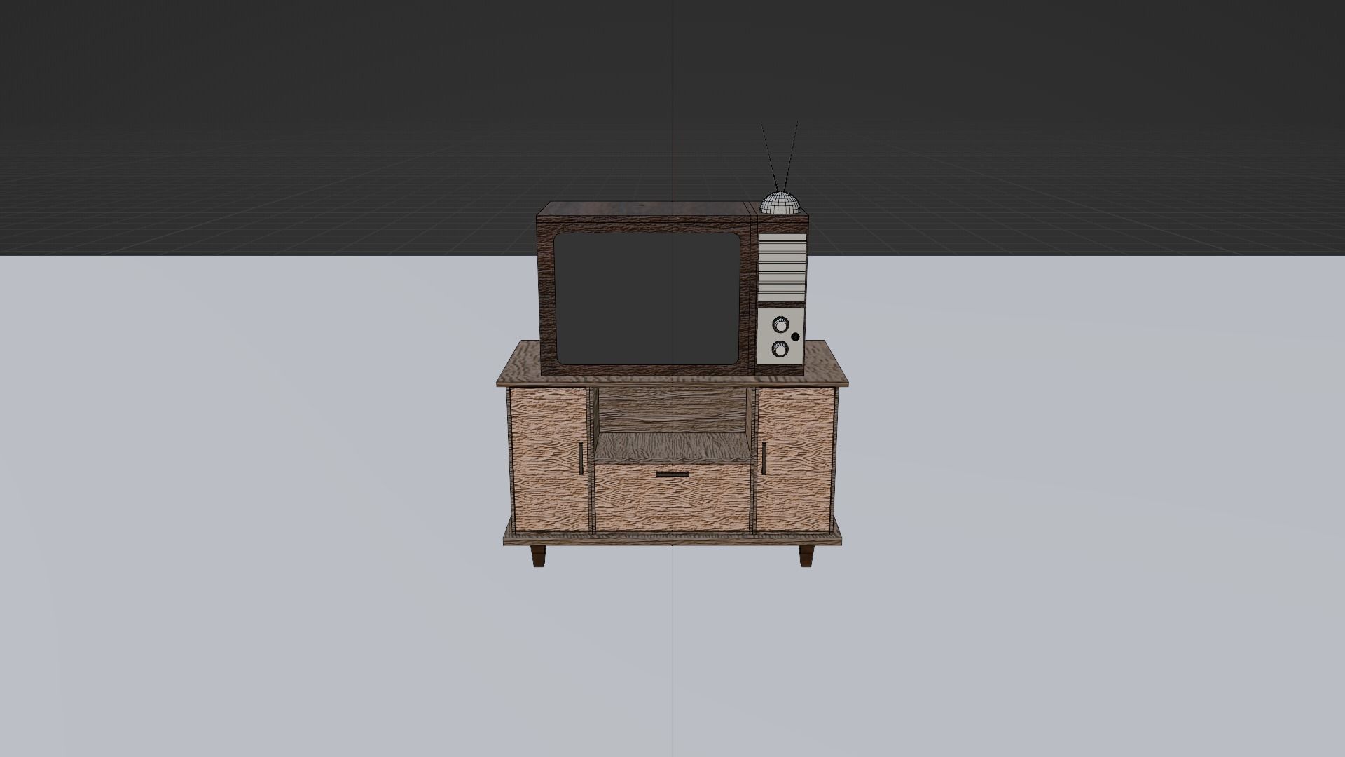 TV and Table Low-poly 3D model_4