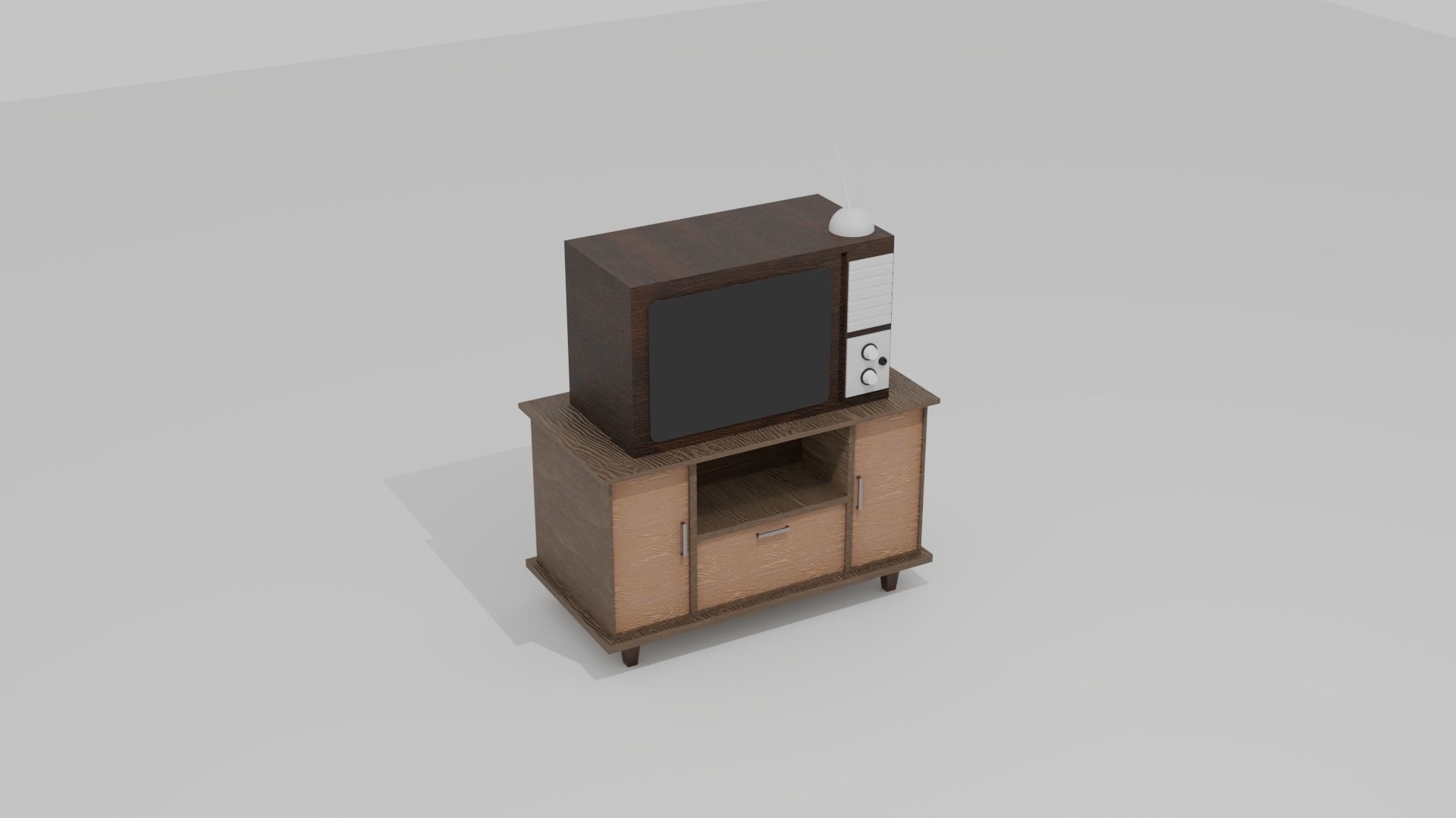 TV and Table Low-poly 3D model_1