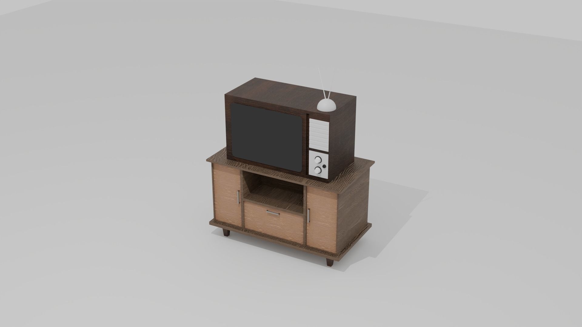 TV and Table Low-poly 3D model_2