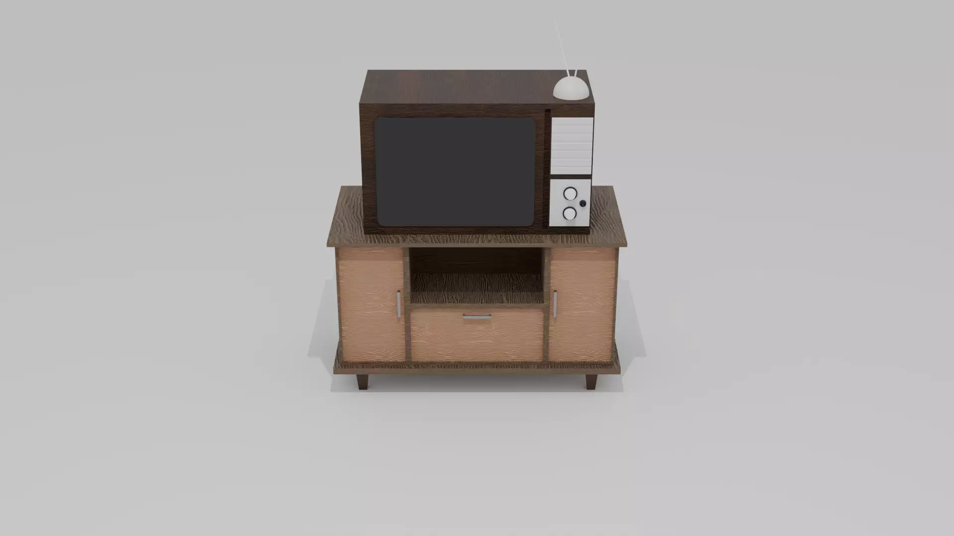 TV and Table Low-poly 3D model_0