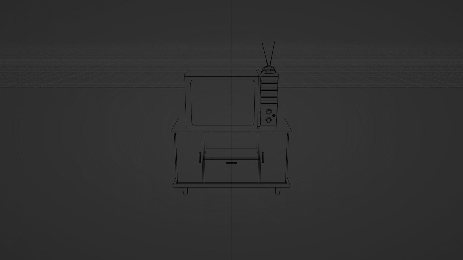 TV and Table Low-poly 3D model_6