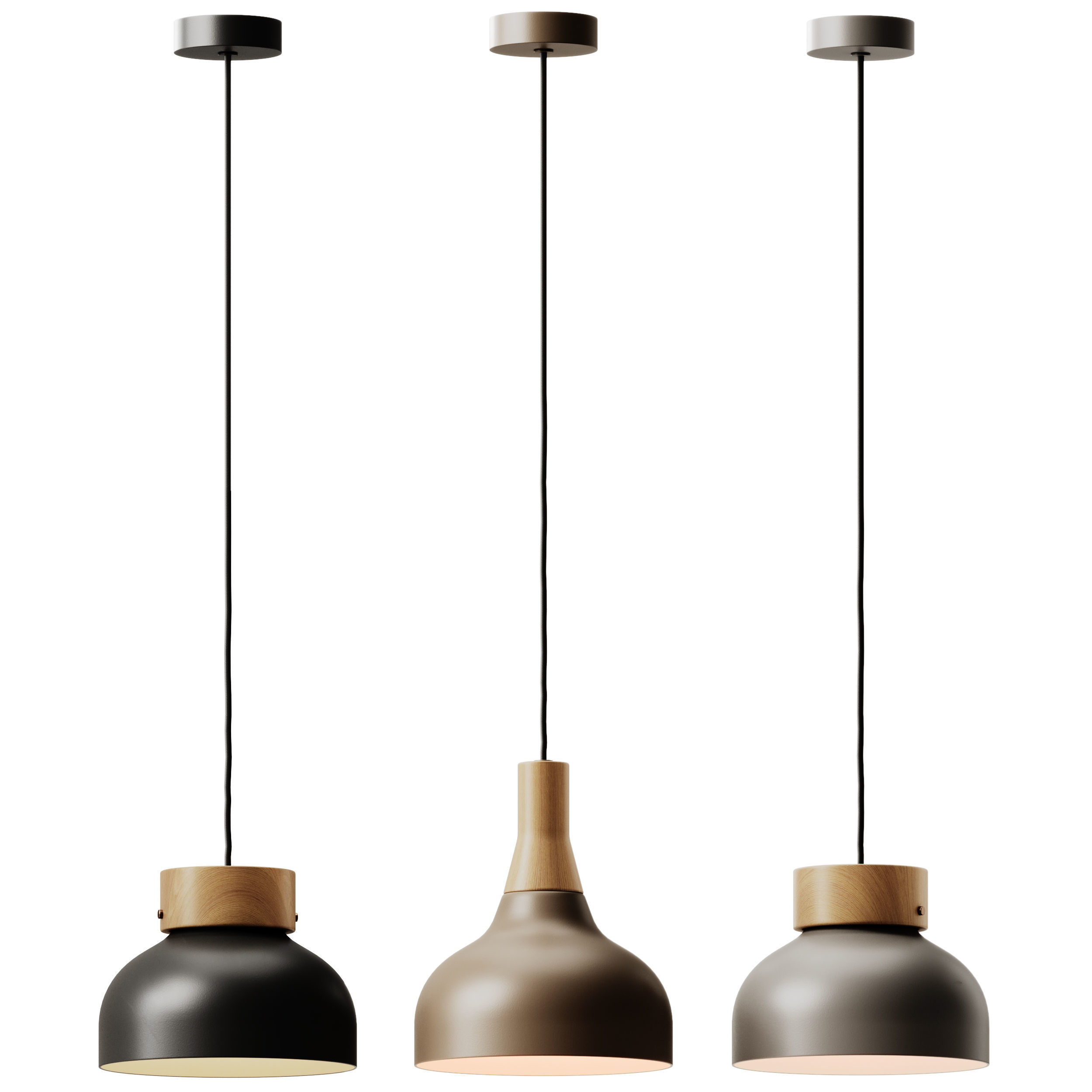 Robin Reiko Cone and Flat Pendant Lamp 3D model_2