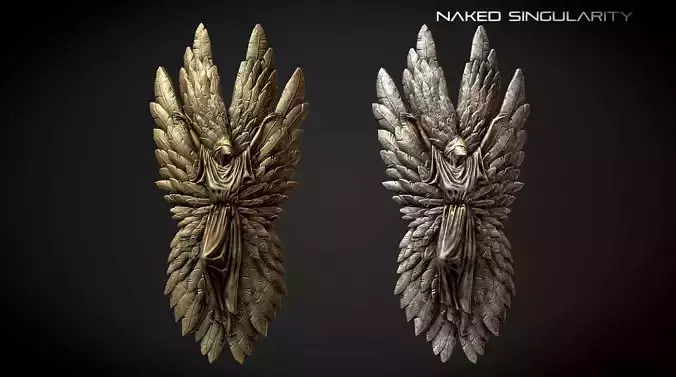 wing shield Medieval dark fantasy weapo Low-poly 3D model