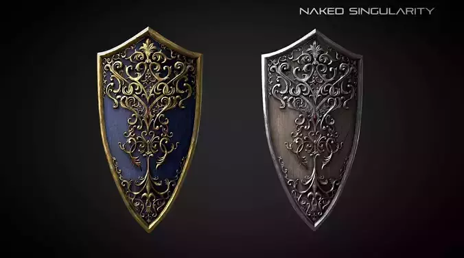 Royal Shield Medieval dark fantasy weapon Low-poly 3D model