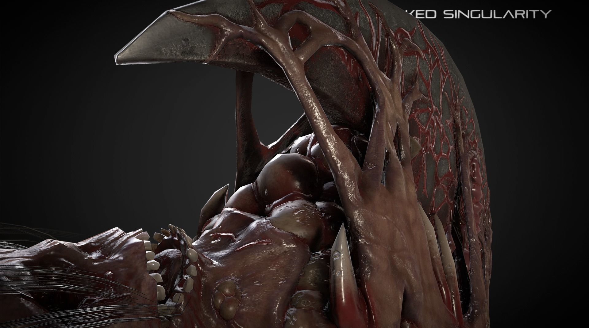 Living Halberd  Medieval dark fantasy weapon Low-poly 3D model_4