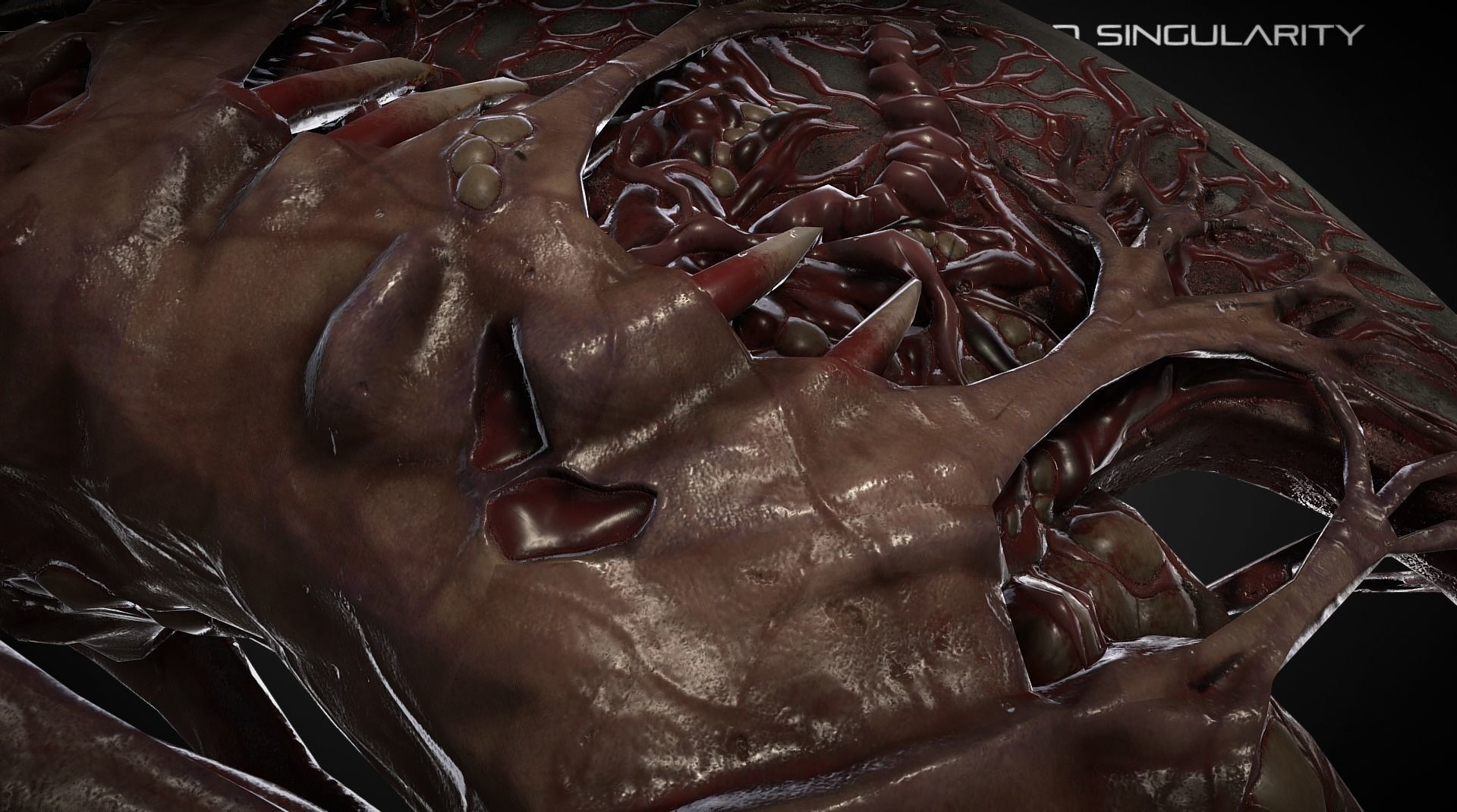 Living Halberd  Medieval dark fantasy weapon Low-poly 3D model_5