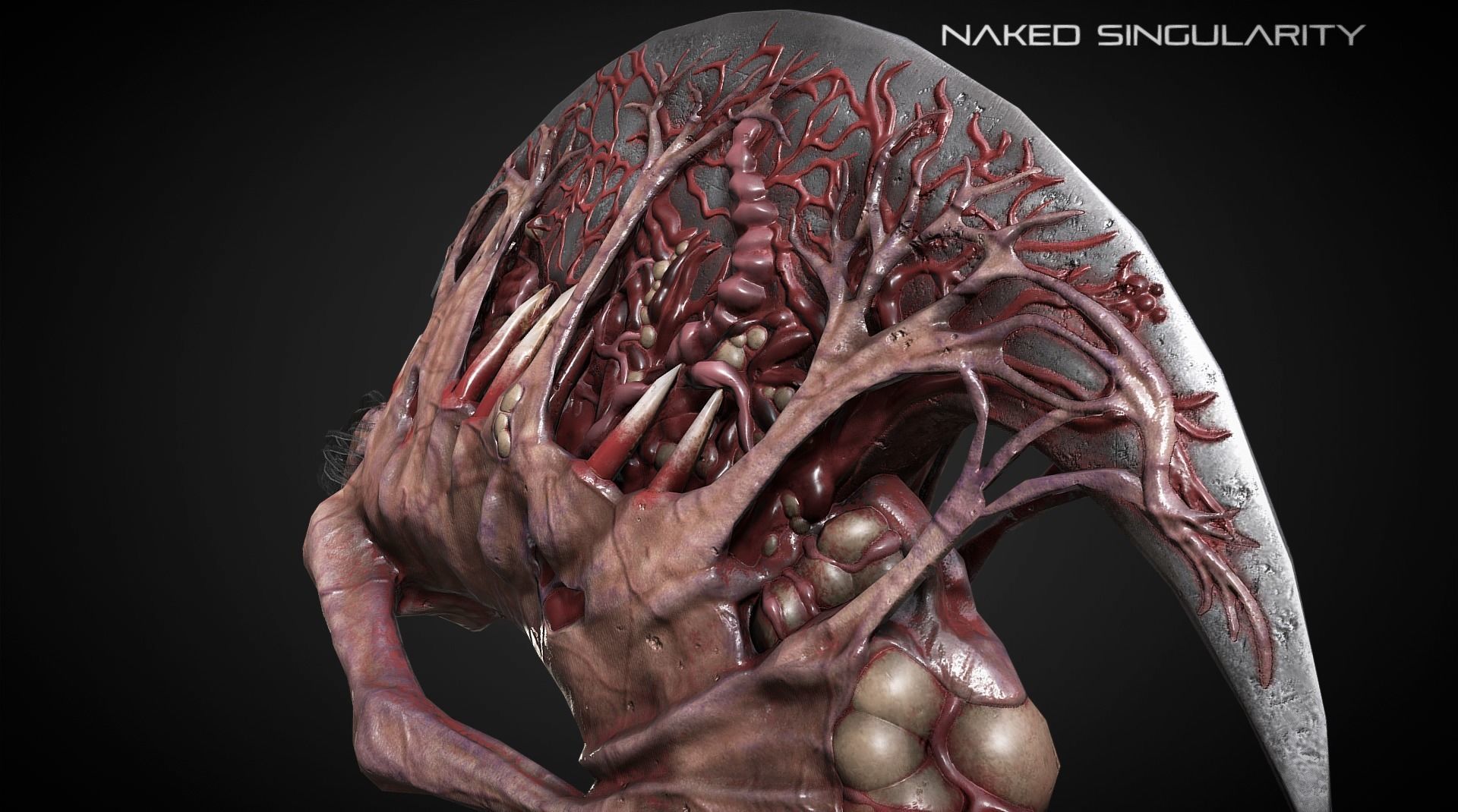 Living Halberd  Medieval dark fantasy weapon Low-poly 3D model_2