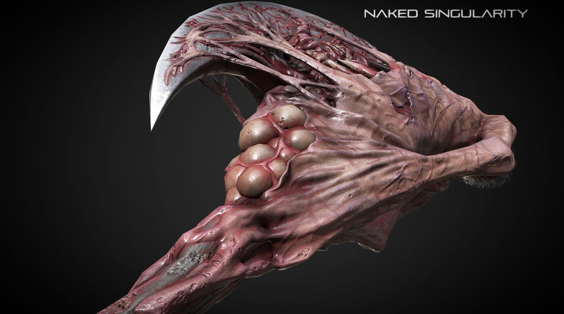 Living Halberd  Medieval dark fantasy weapon Low-poly 3D model_6