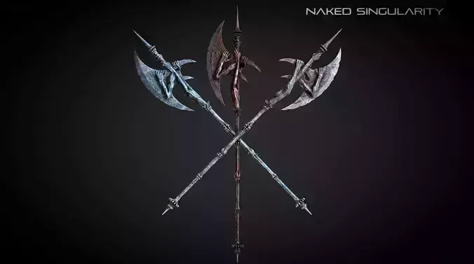 Hades halberd Medieval dark fantasy weapon Low-poly 3D model