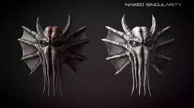Demon Head Shield Medieval dark fantasy weapon Low-poly 3D model