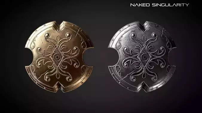 Bronze Eye Shield Medieval dark fantasy weapon Low-poly 3D model
