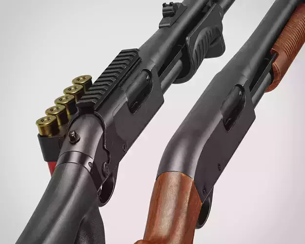 Remington 870 shotguns pack Low-poly 3D model