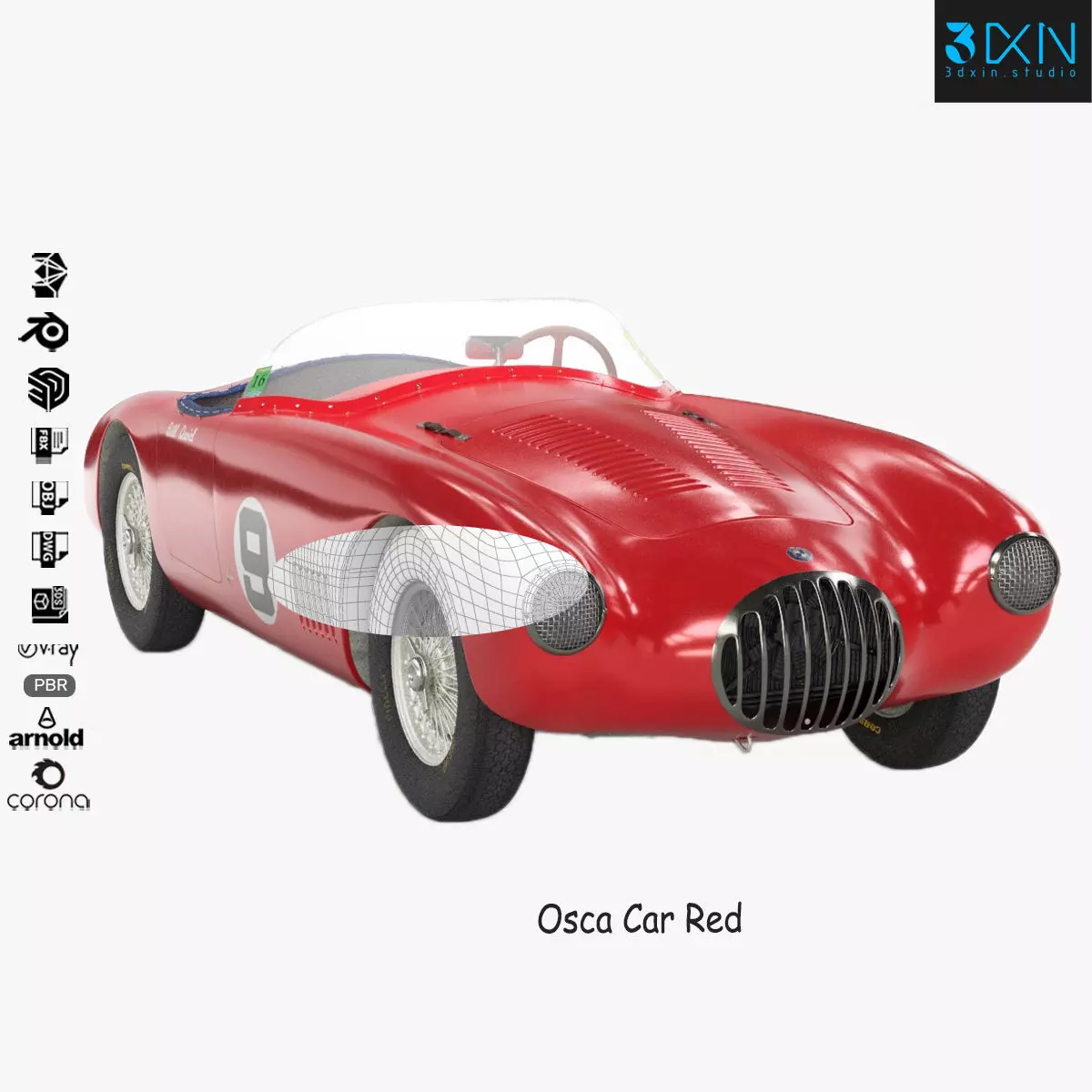 Sports Car Osca Red 3D model
