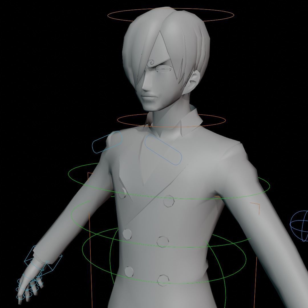 Sanji Rigged 3D Model - One Piece Anime Character Low-poly 3D model_14