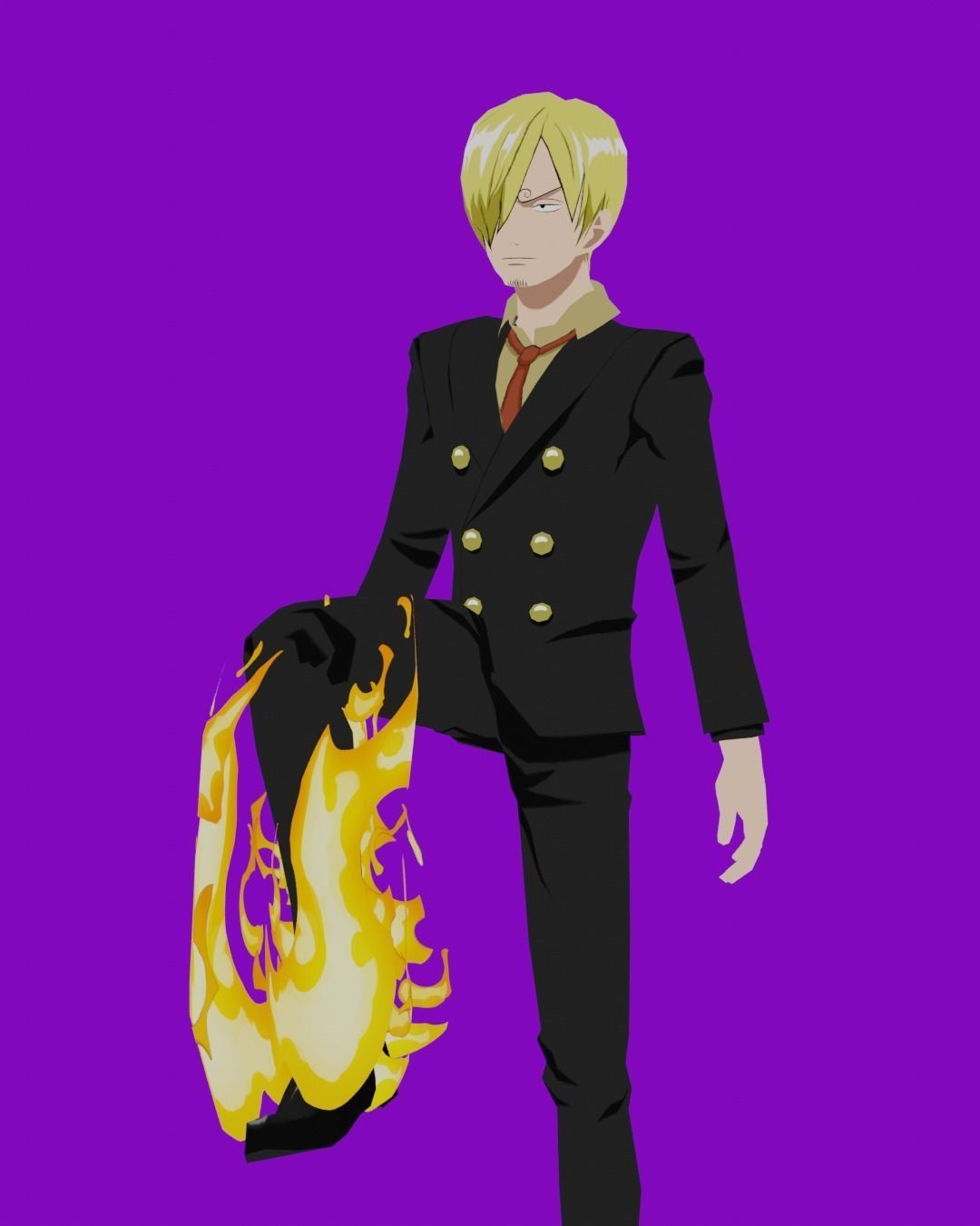 Sanji Rigged 3D Model - One Piece Anime Character Low-poly 3D model_16