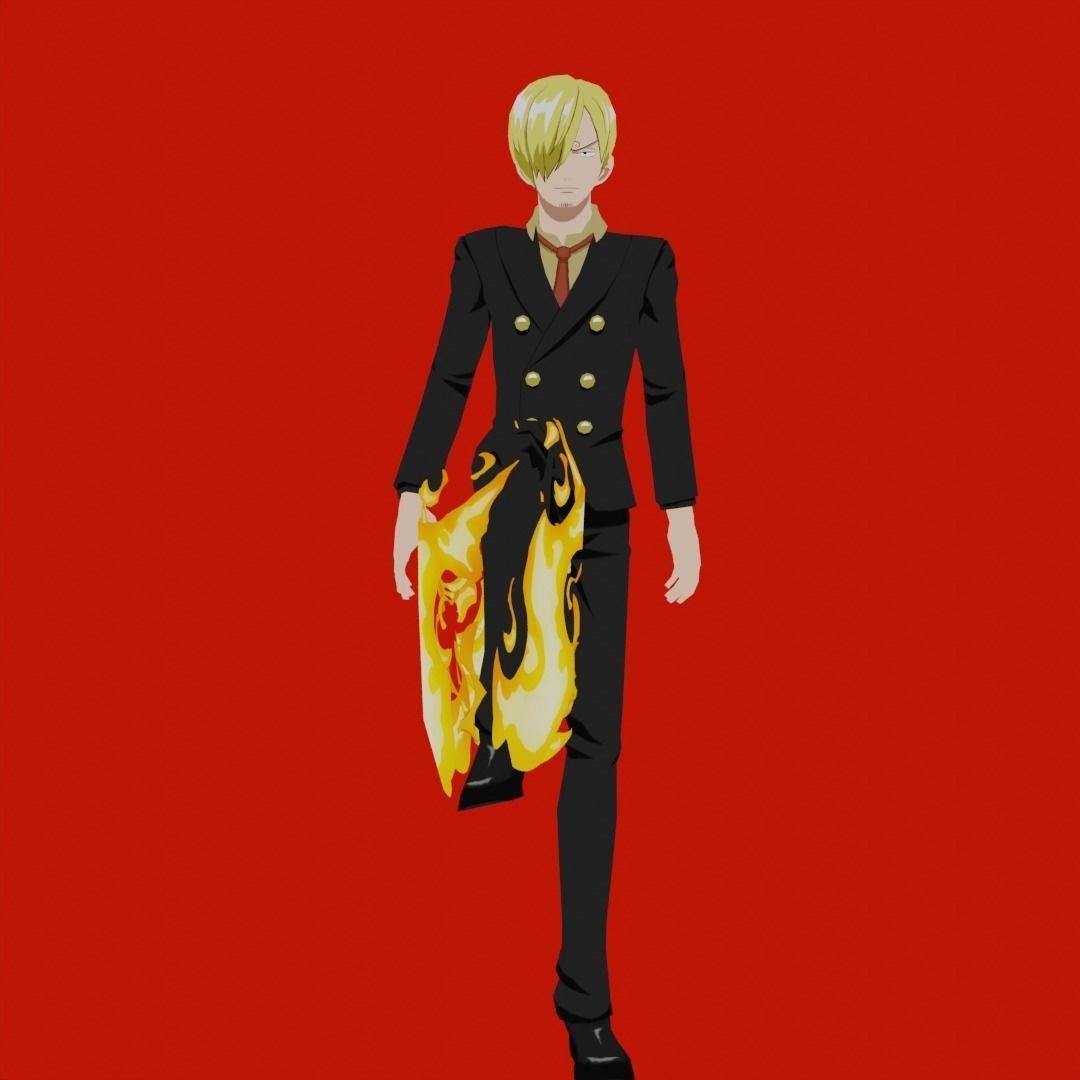Sanji Rigged 3D Model - One Piece Anime Character Low-poly 3D model_20