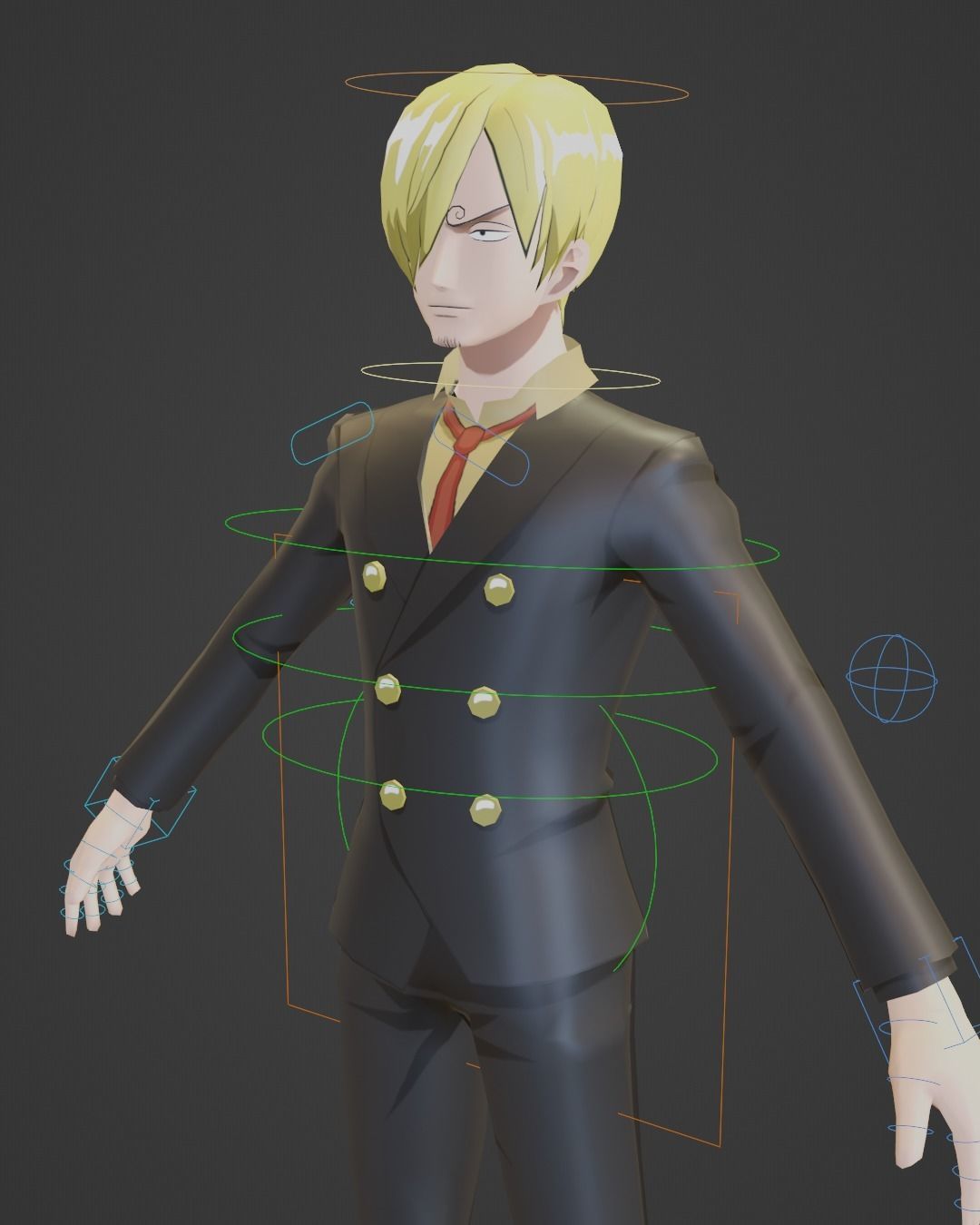 Sanji Rigged 3D Model - One Piece Anime Character Low-poly 3D model_11