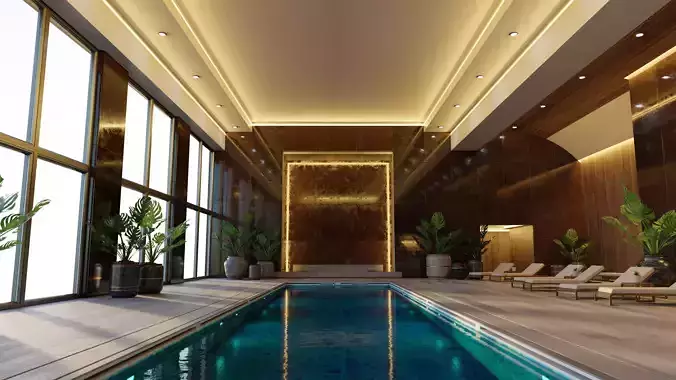 Luxury Swimming Pool 3D model - blend - fbx - obj 3D model